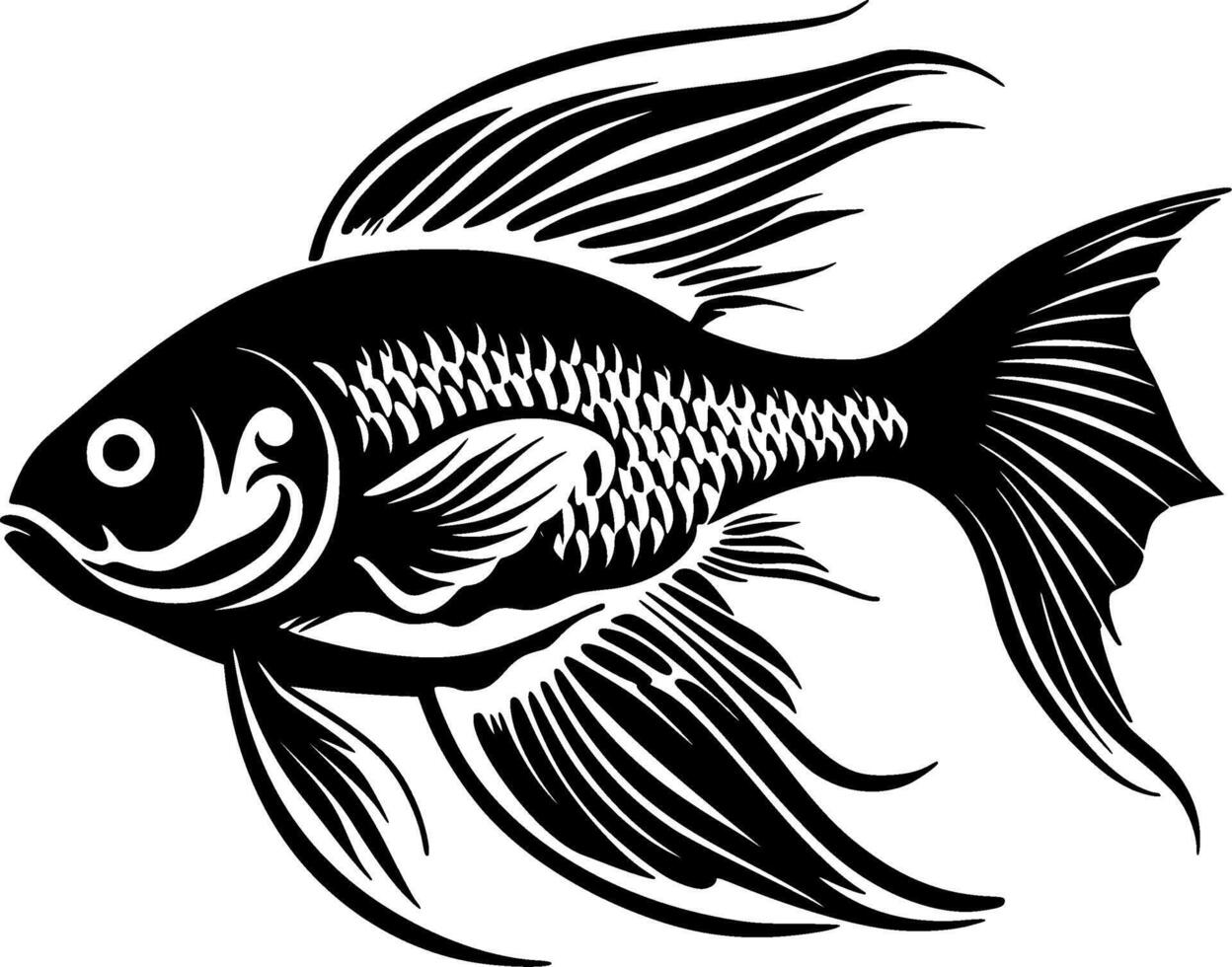 Fisch - - schwarz und Weiß isoliert Symbol - - Vektor Illustration