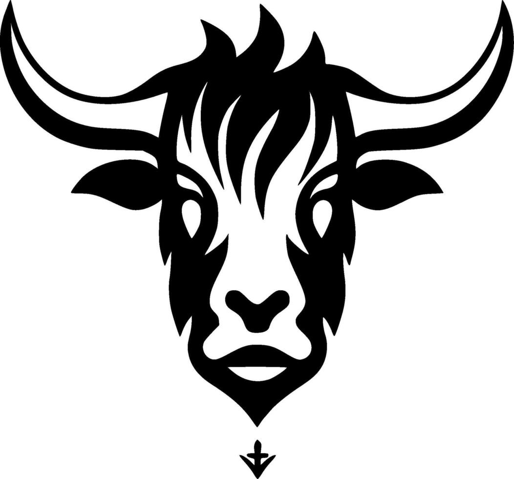 högland ko - minimalistisk och platt logotyp - vektor illustration
