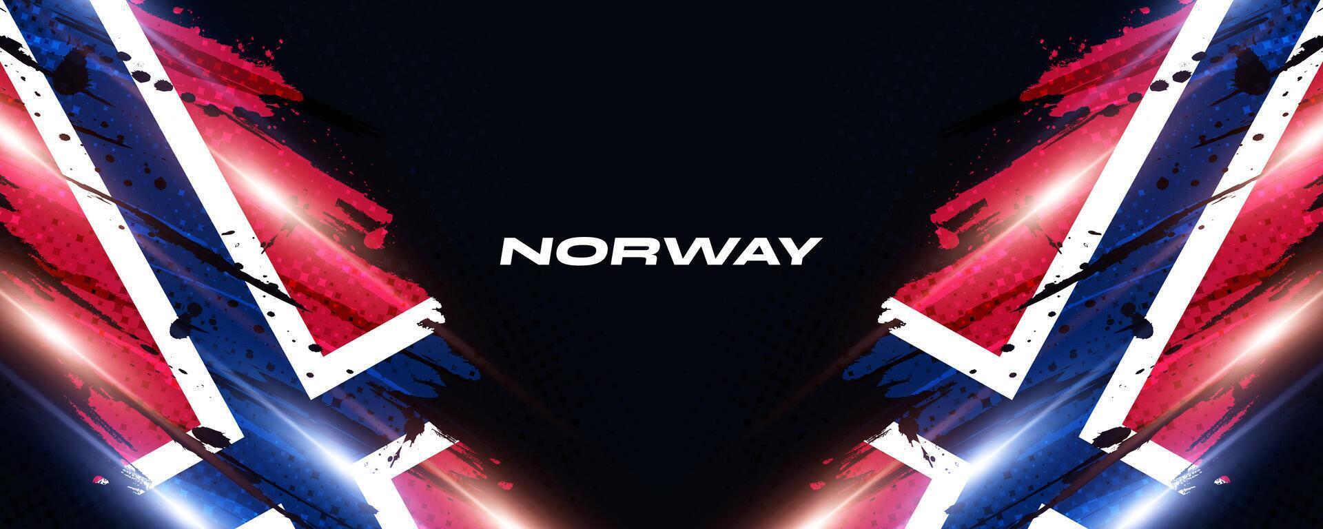 Norwegen Flagge im Bürste Farbe Stil mit Halbton und glühend Licht Auswirkungen. Norwegen National Flagge Hintergrund mit Grunge Konzept vektor