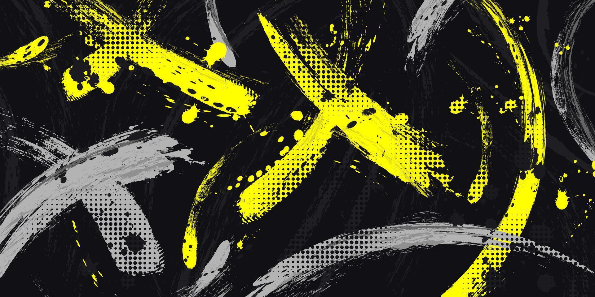 abstrakt grunge bakgrund med grå och gul borsta textur. kreativ design för sporter baner eller affisch vektor