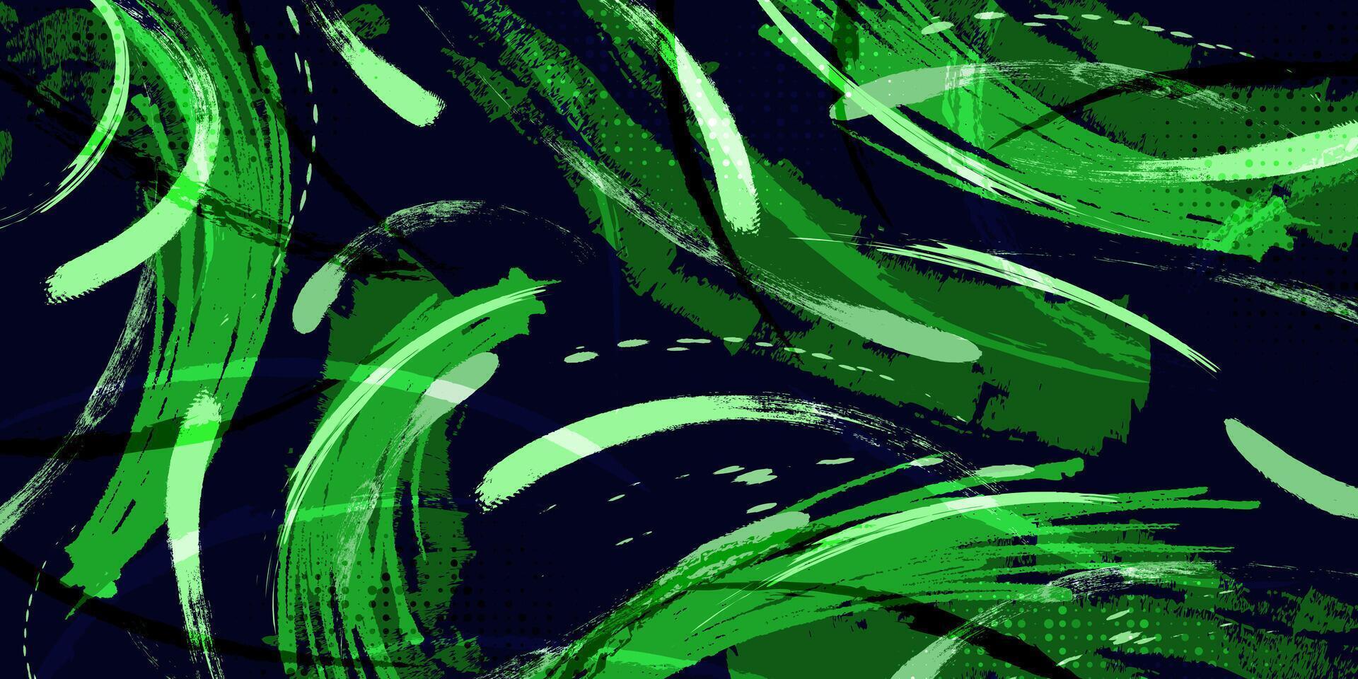 Grün Grunge Bürste Hintergrund mit Halbton Wirkung. Sport Hintergrund mit Bürste Stil. Textur Elemente vektor