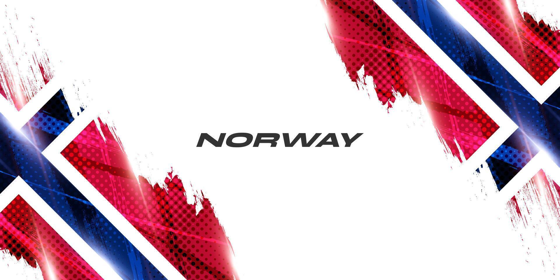 Norge flagga i borsta måla stil med halvton och lysande ljus effekter. Norge nationell flagga bakgrund med grunge begrepp vektor