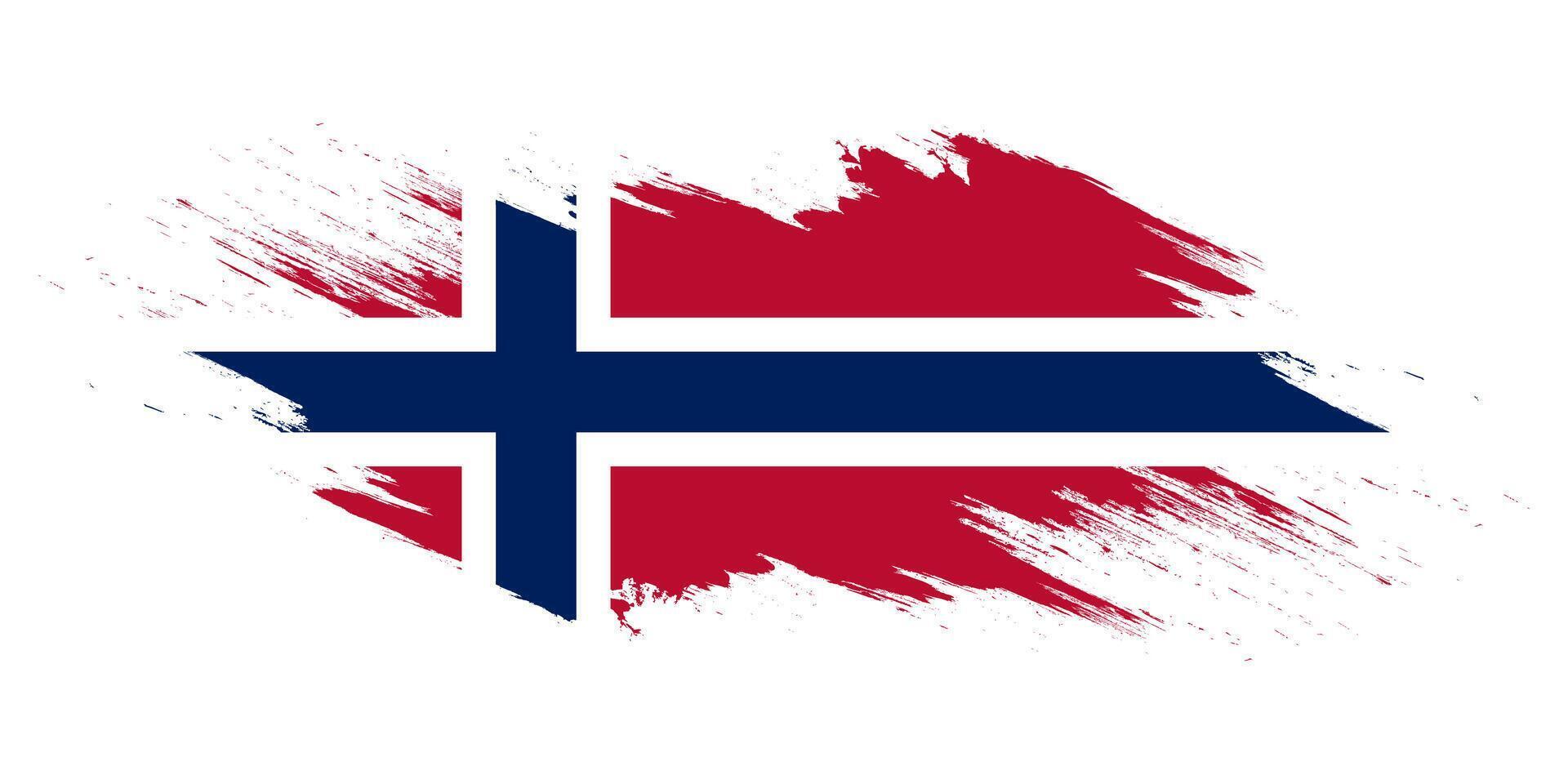 Norwegen Flagge im Bürste Farbe Stil isoliert auf Weiß Hintergrund. Norwegen National Flagge Hintergrund mit Grunge Konzept vektor