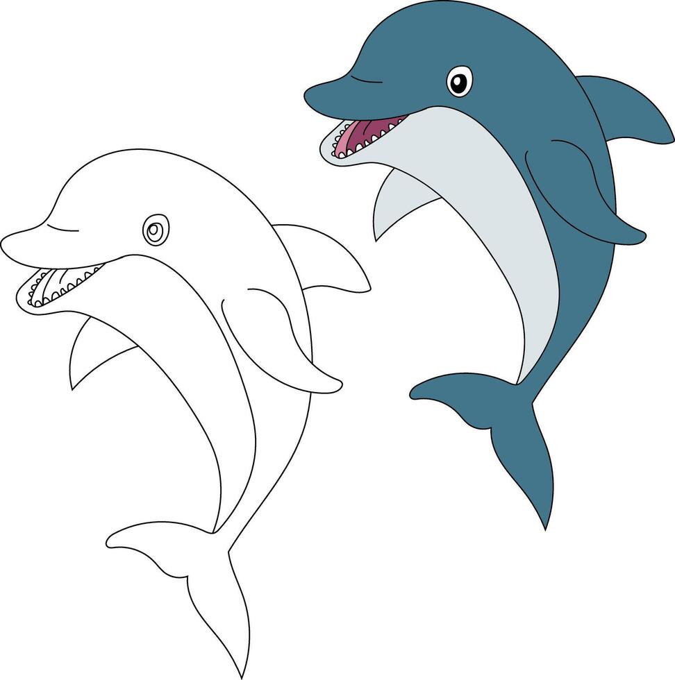 Delfin Clip Art Satz. bunt und Gliederung Delfine vektor