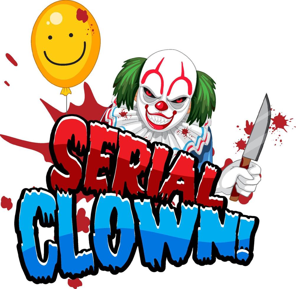 Serienmörder mit gruseliger Clownfigur vektor