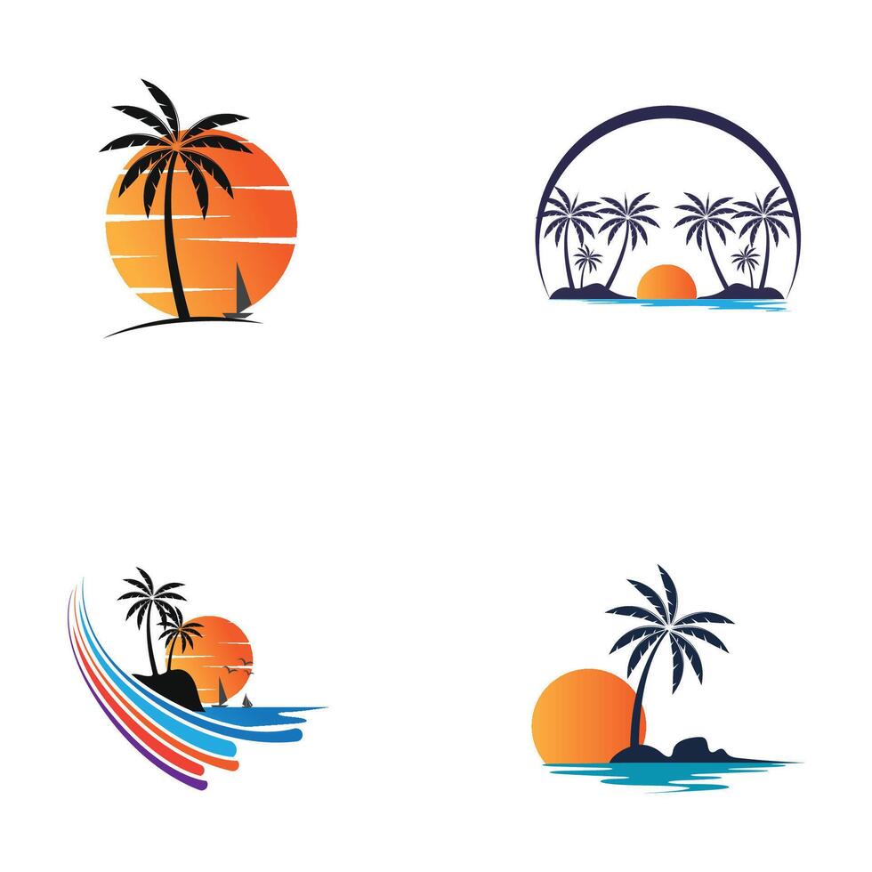 Sammlung von Logos und Symbole von natürlich Strand Schönheit Design Vektor Illustration