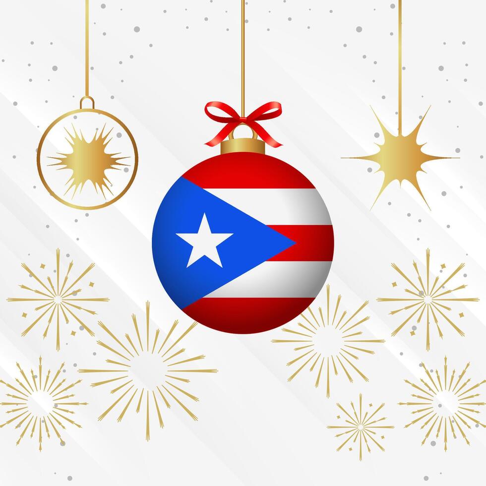 Weihnachten Ball Ornamente puerto rico Flagge Feier vektor