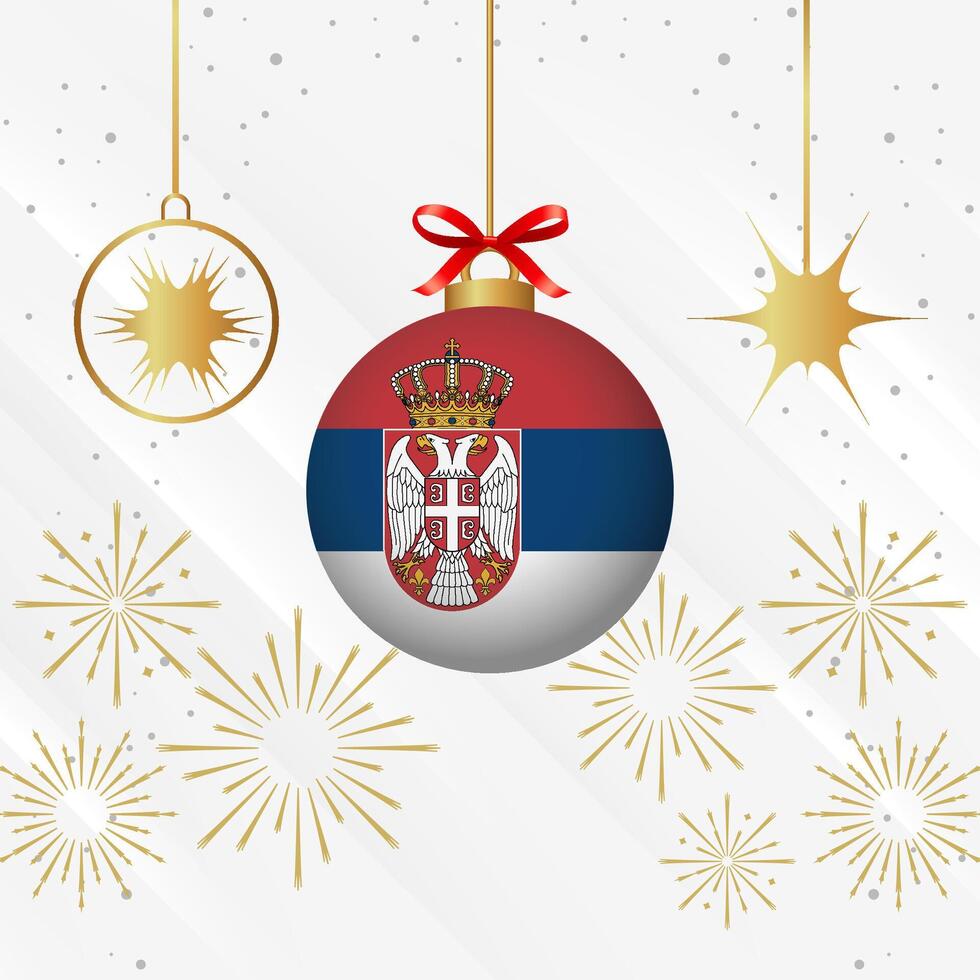 Weihnachten Ball Ornamente Serbien Flagge Feier vektor