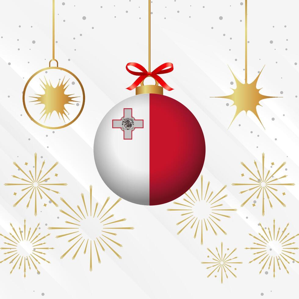 Weihnachten Ball Ornamente Malta Flagge Feier vektor