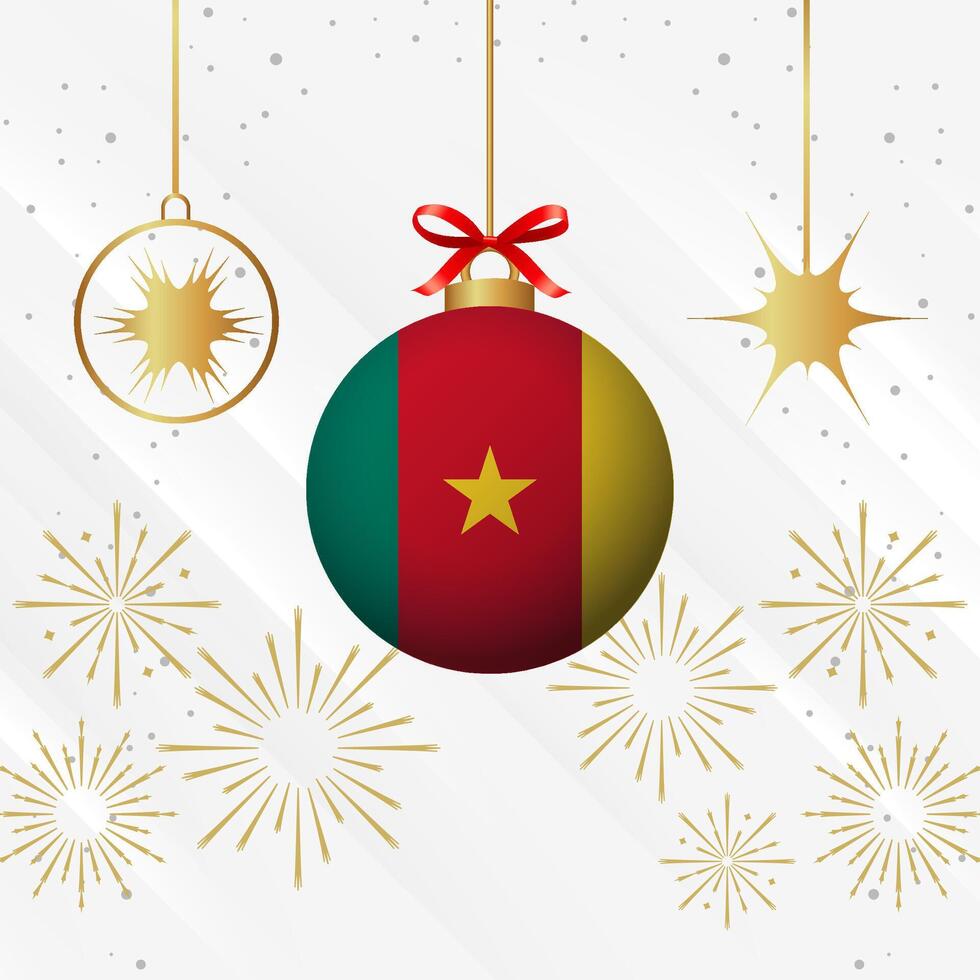 jul boll ornament cameroon flagga firande vektor