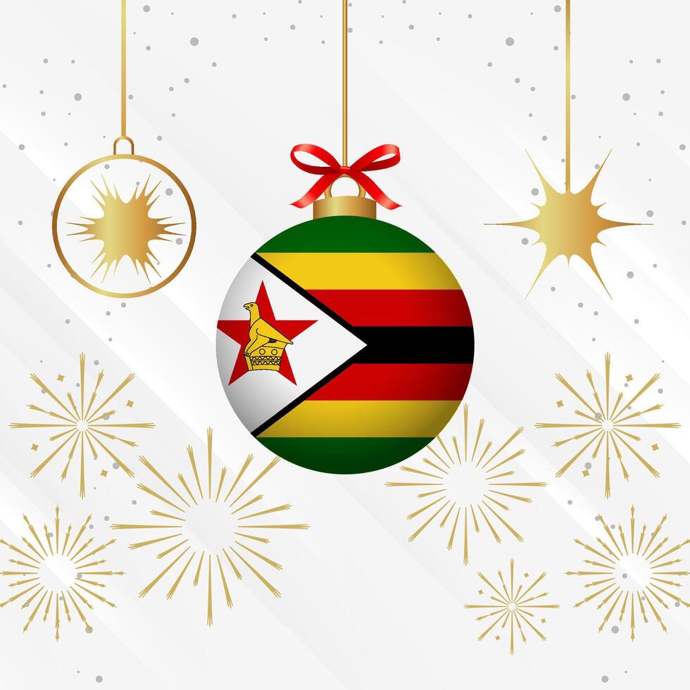 jul boll ornament zimbabwe flagga firande vektor