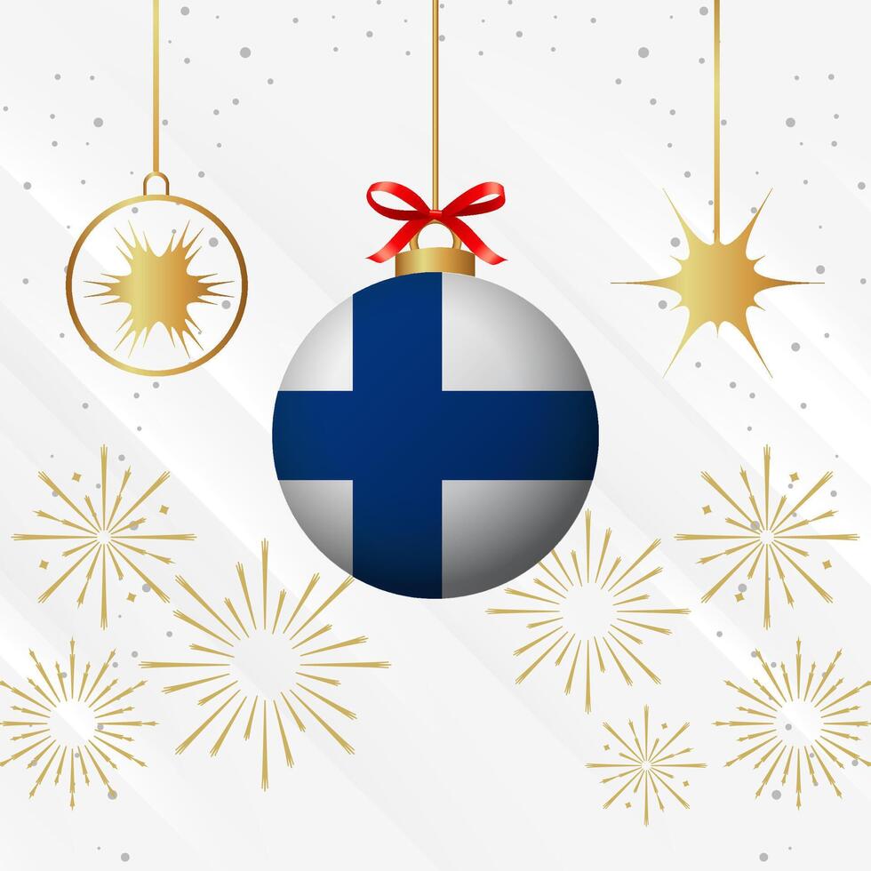 Weihnachten Ball Ornamente Finnland Flagge Feier vektor