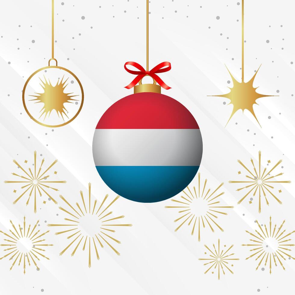 Weihnachten Ball Ornamente Luxemburg Flagge Feier vektor