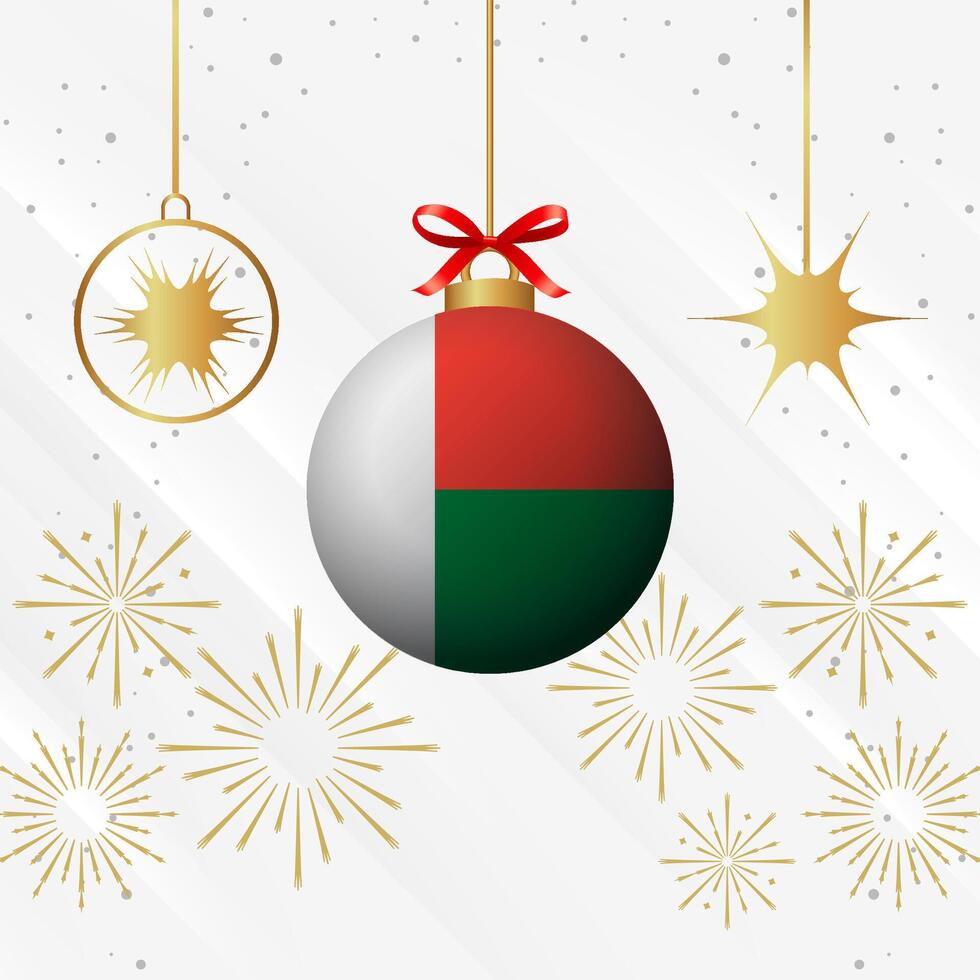 Weihnachten Ball Ornamente Madagaskar Flagge Feier vektor
