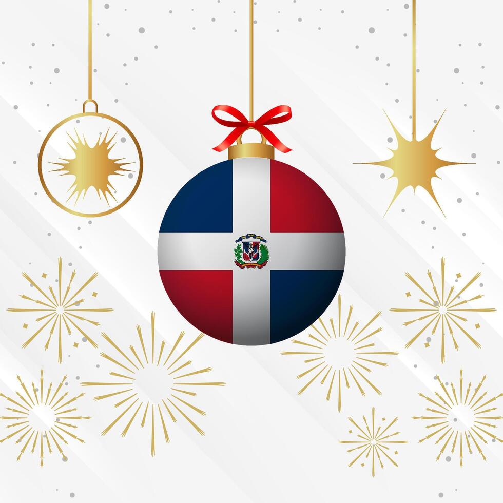 Weihnachten Ball Ornamente dominikanisch Republik Flagge Feier vektor