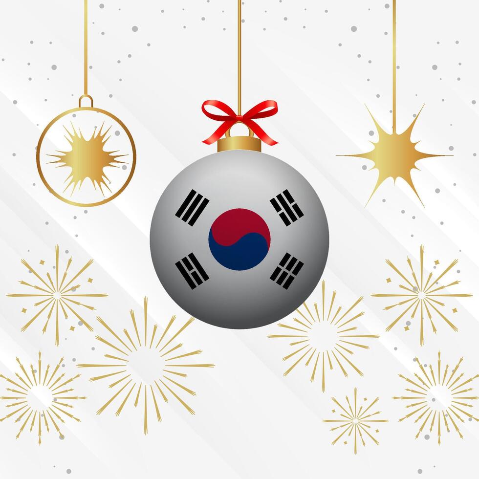 Weihnachten Ball Ornamente Süd Korea Flagge Feier vektor
