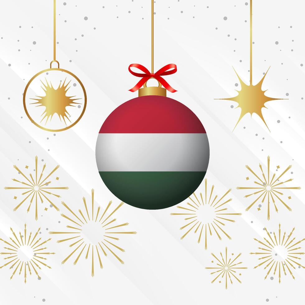 Weihnachten Ball Ornamente Ungarn Flagge Feier vektor