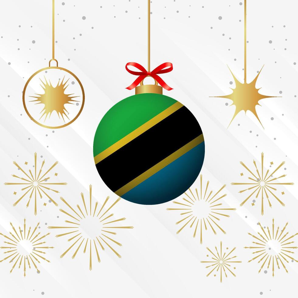 Weihnachten Ball Ornamente Tansania Flagge Feier vektor