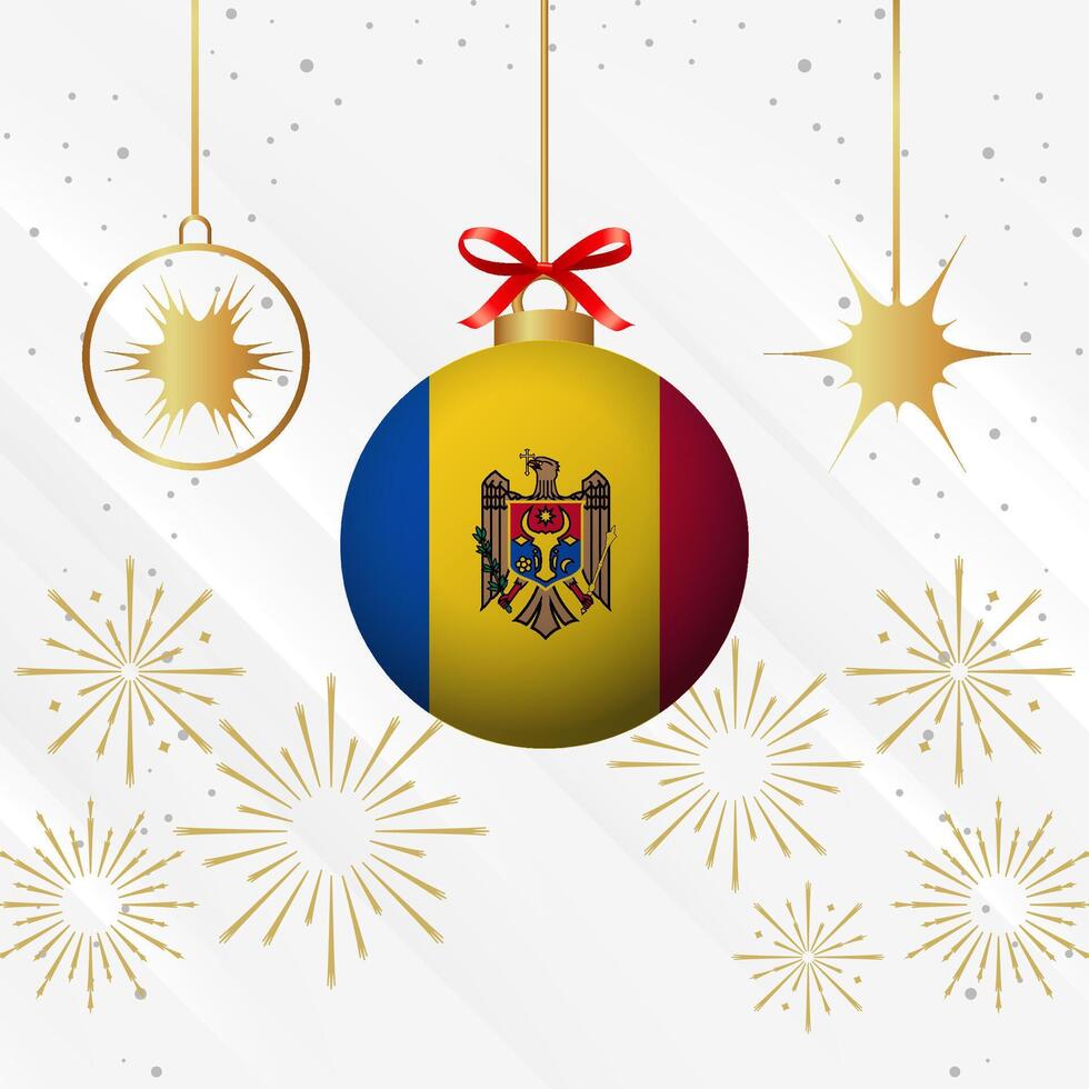 Weihnachten Ball Ornamente Moldau Flagge Feier vektor