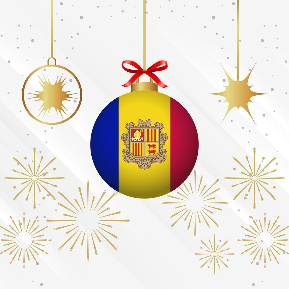 Weihnachten Ball Ornamente Andorra Flagge Feier vektor