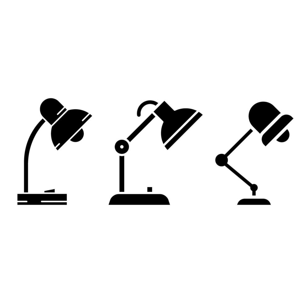 skrivbord lampa ikon vektor uppsättning. lampa illustratör tecken samling. ljus symbol eller logotyp.