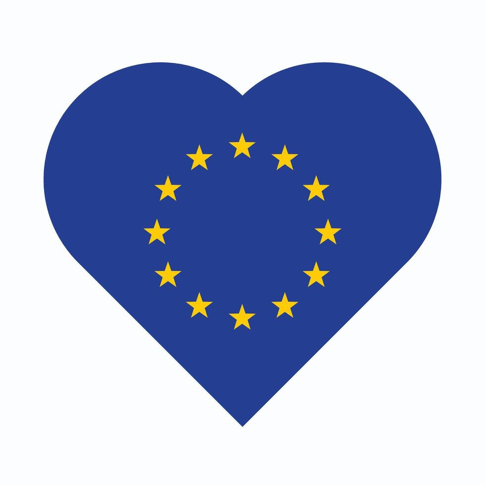 europäisch Union Flagge. EU Flagge im Herz Form. Vektor europäisch Union Flagge im Herz.