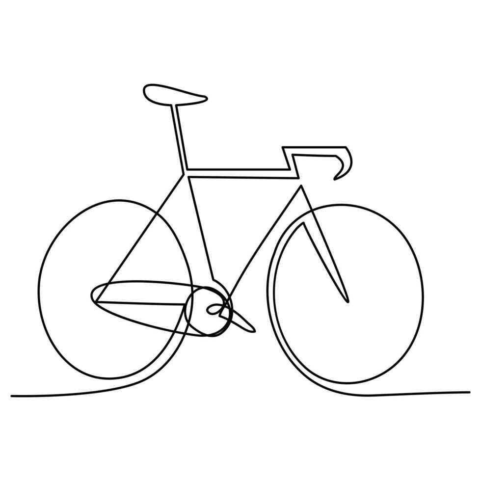 kontinuerlig ett linje cykel översikt på en vit bakgrund vektor konst illustration