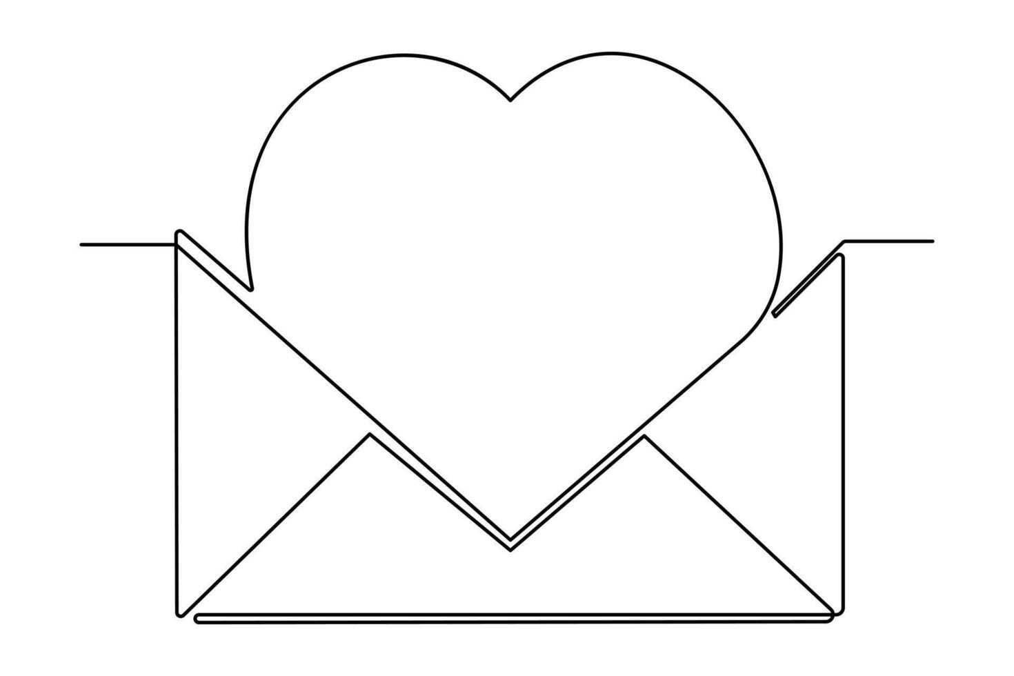kontinuerlig ett linje teckning av kuvert med hjärta. kärlek brev. vektor illustration