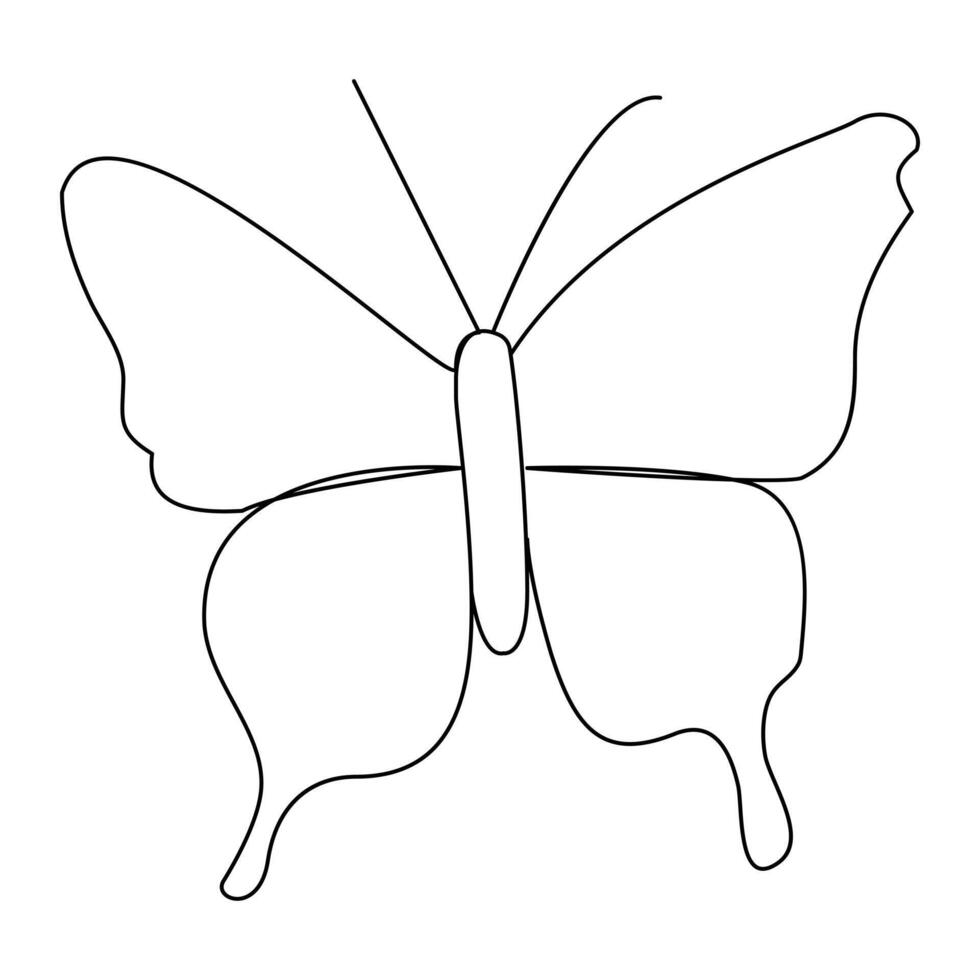 kontinuierlich einer Linie Schmetterling Gliederung Vektor isoliert auf Weiß Hintergrund. Vektor Illustration