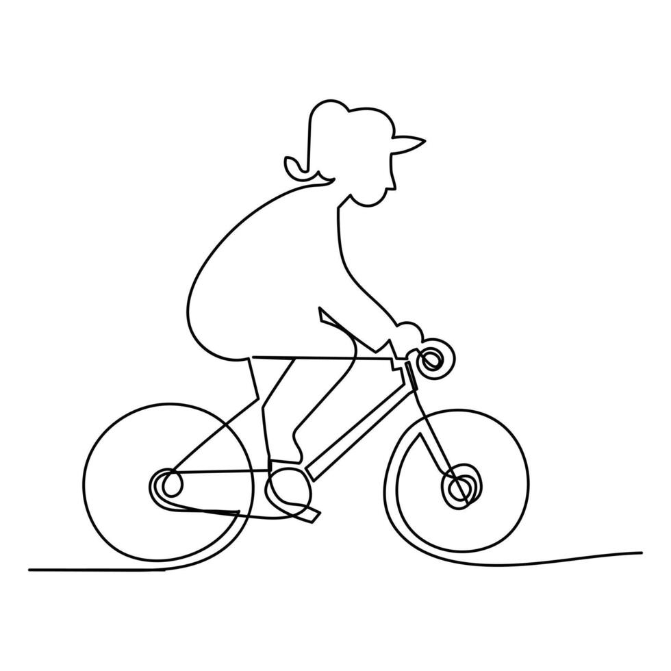 kontinuerlig ett linje cykel översikt på en vit bakgrund vektor konst illustration