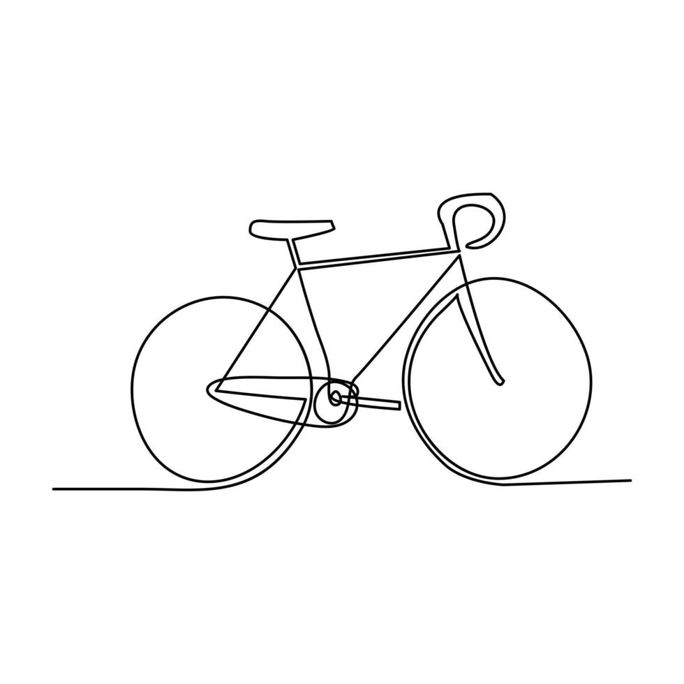 kontinuerlig ett linje cykel översikt på en vit bakgrund vektor konst illustration