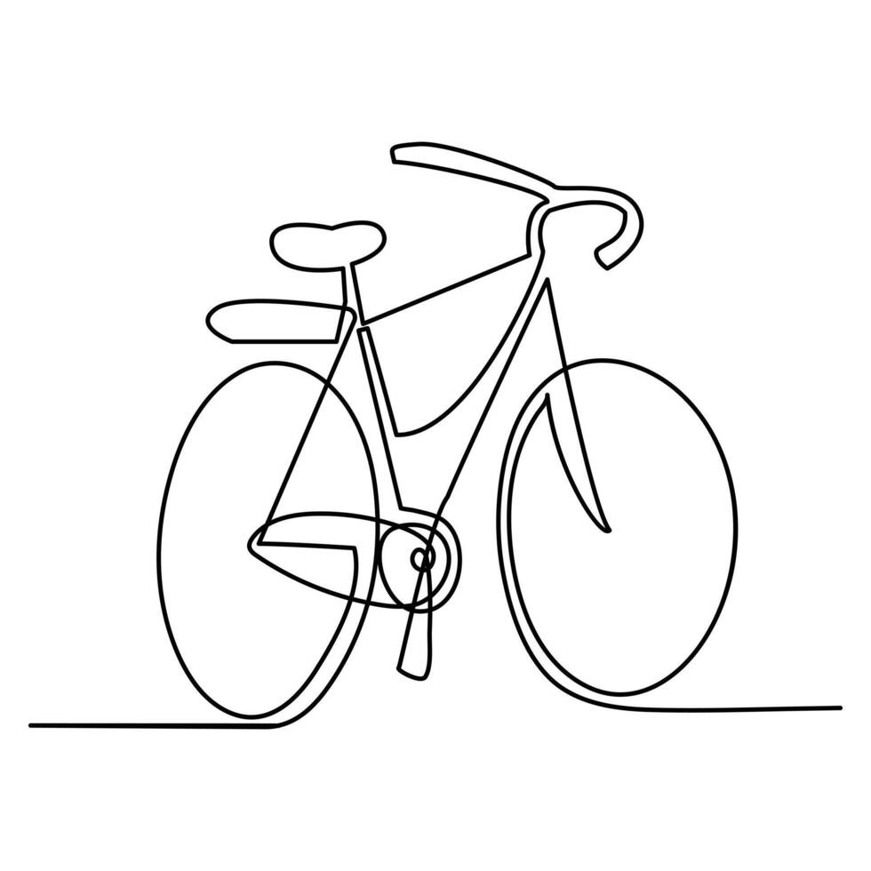 kontinuerlig ett linje cykel översikt på en vit bakgrund vektor konst illustration