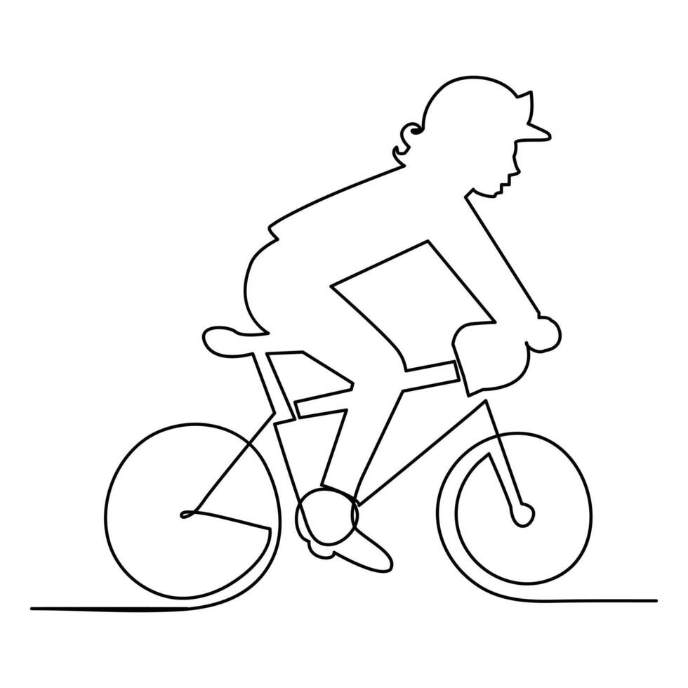 kontinuerlig ett linje cykel översikt på en vit bakgrund vektor konst illustration