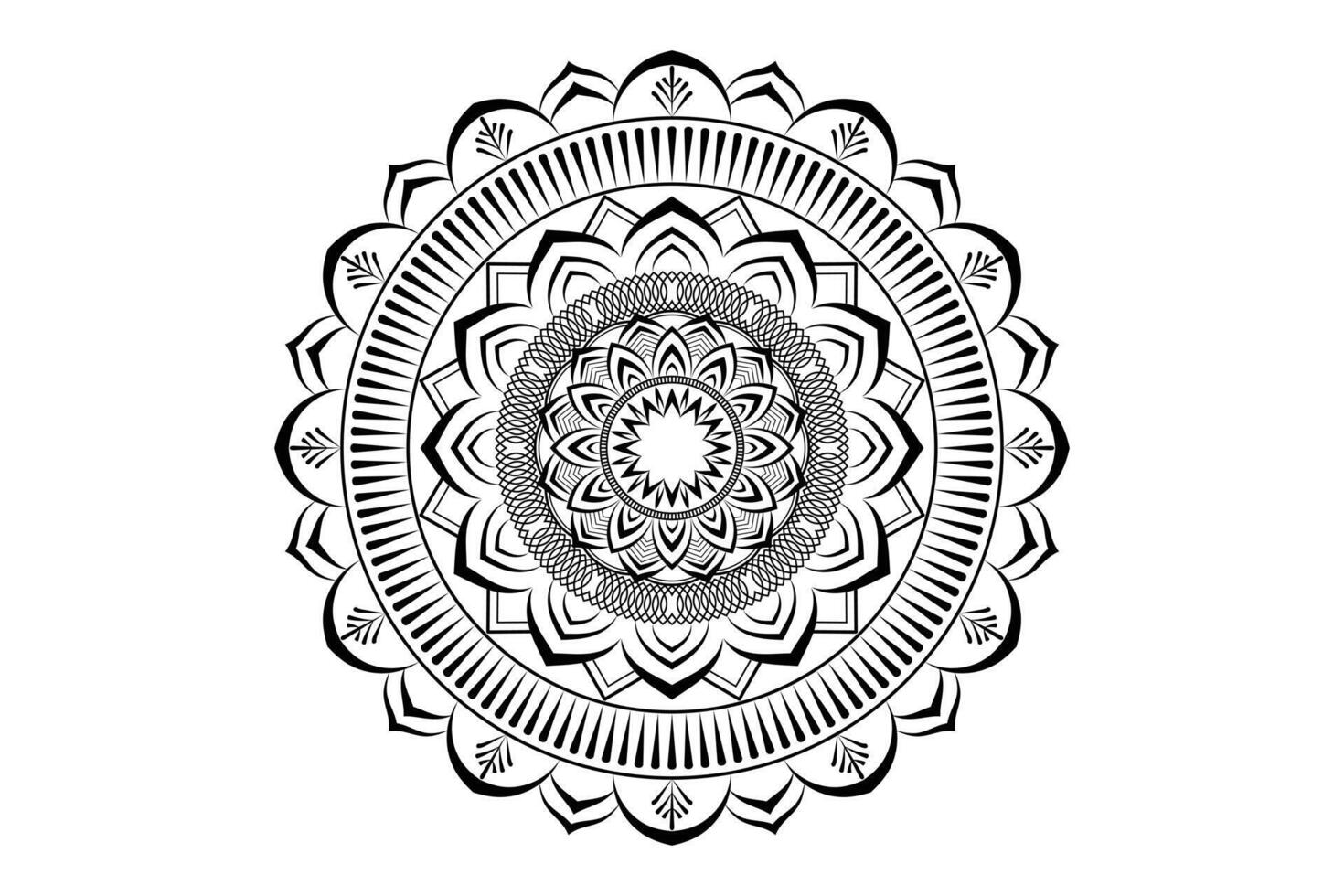 Mandala Design, Blumen- kreisförmig Mandala Design, schwarz und Weiß Hintergrund mit Mandala Design vektor