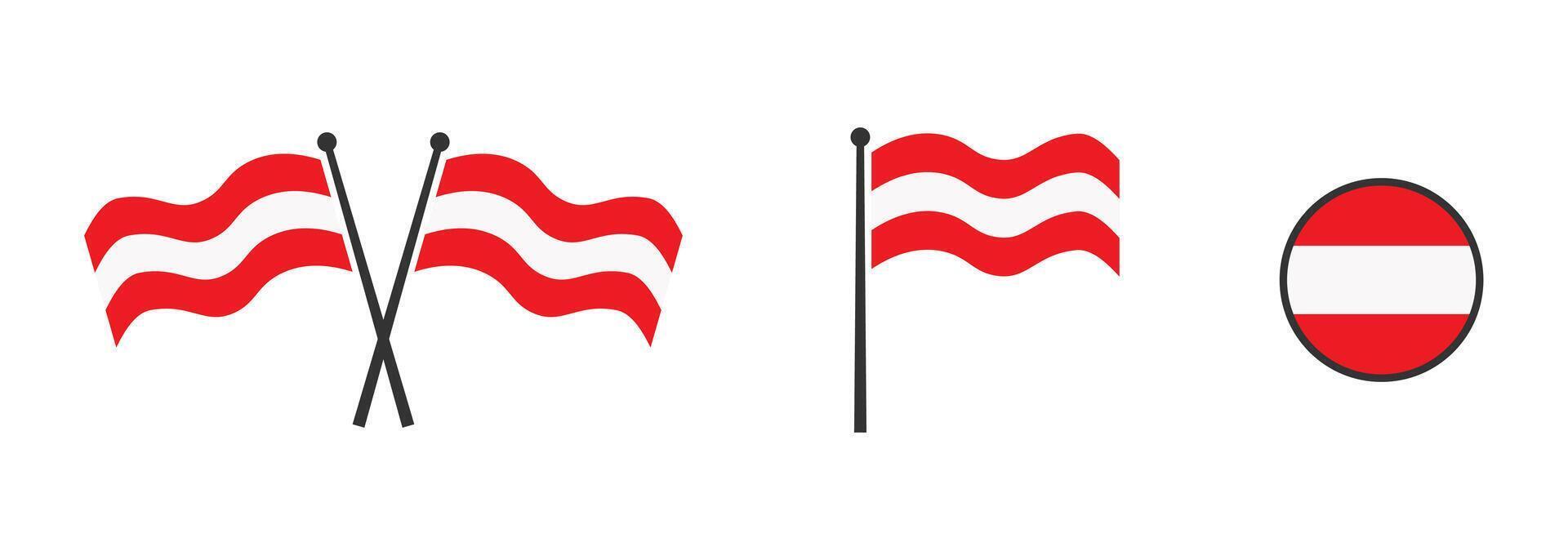 flagga av Österrike. vinka flagga av Österrike. runda ikon. vektor illustartion.