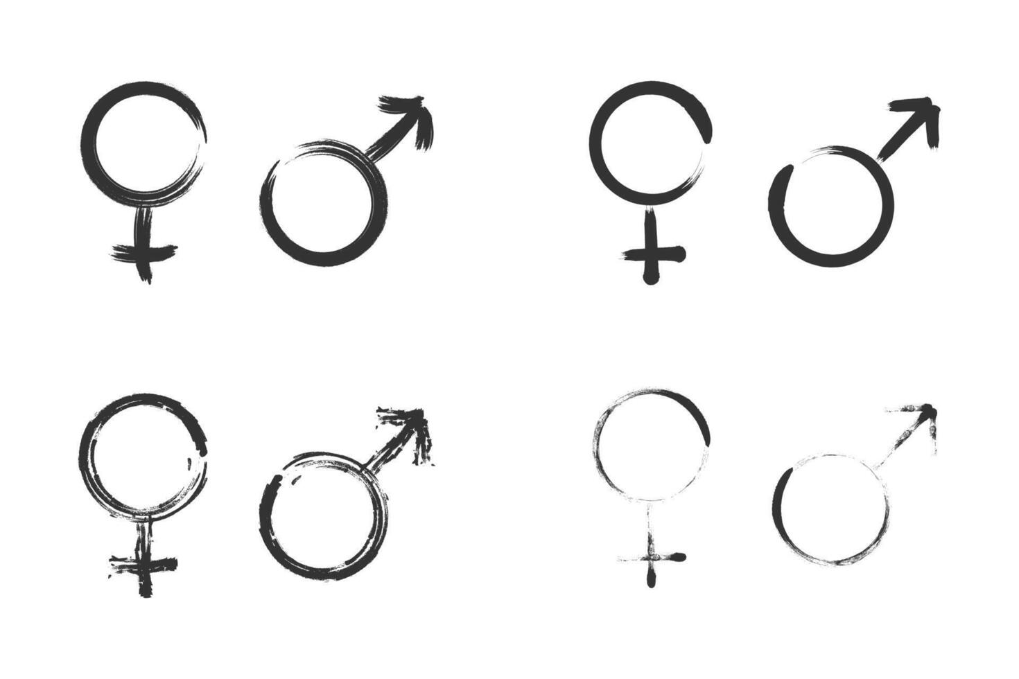 Hand gezeichnet Geschlecht Symbol Satz. Grunge Geschlecht Symbol Symbole. Vektor Illustration.