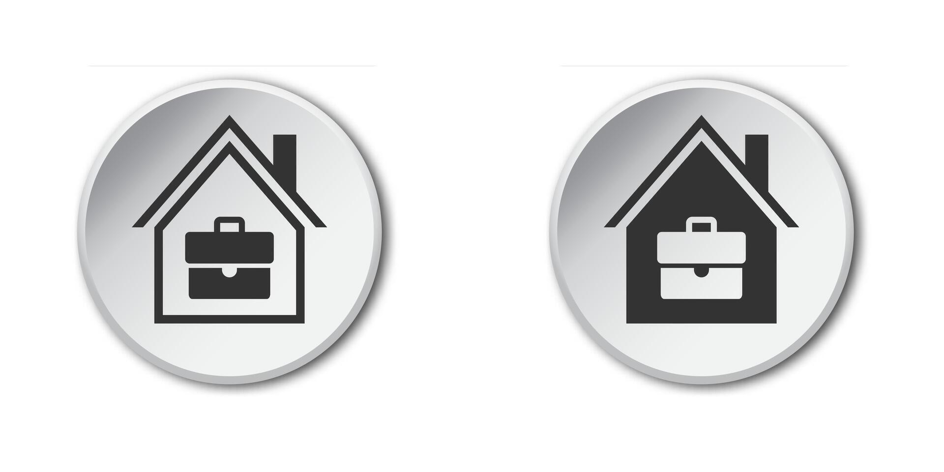 Zuhause Büro Symbol. Haus und Aktentasche Symbol. Vektor Illustration.