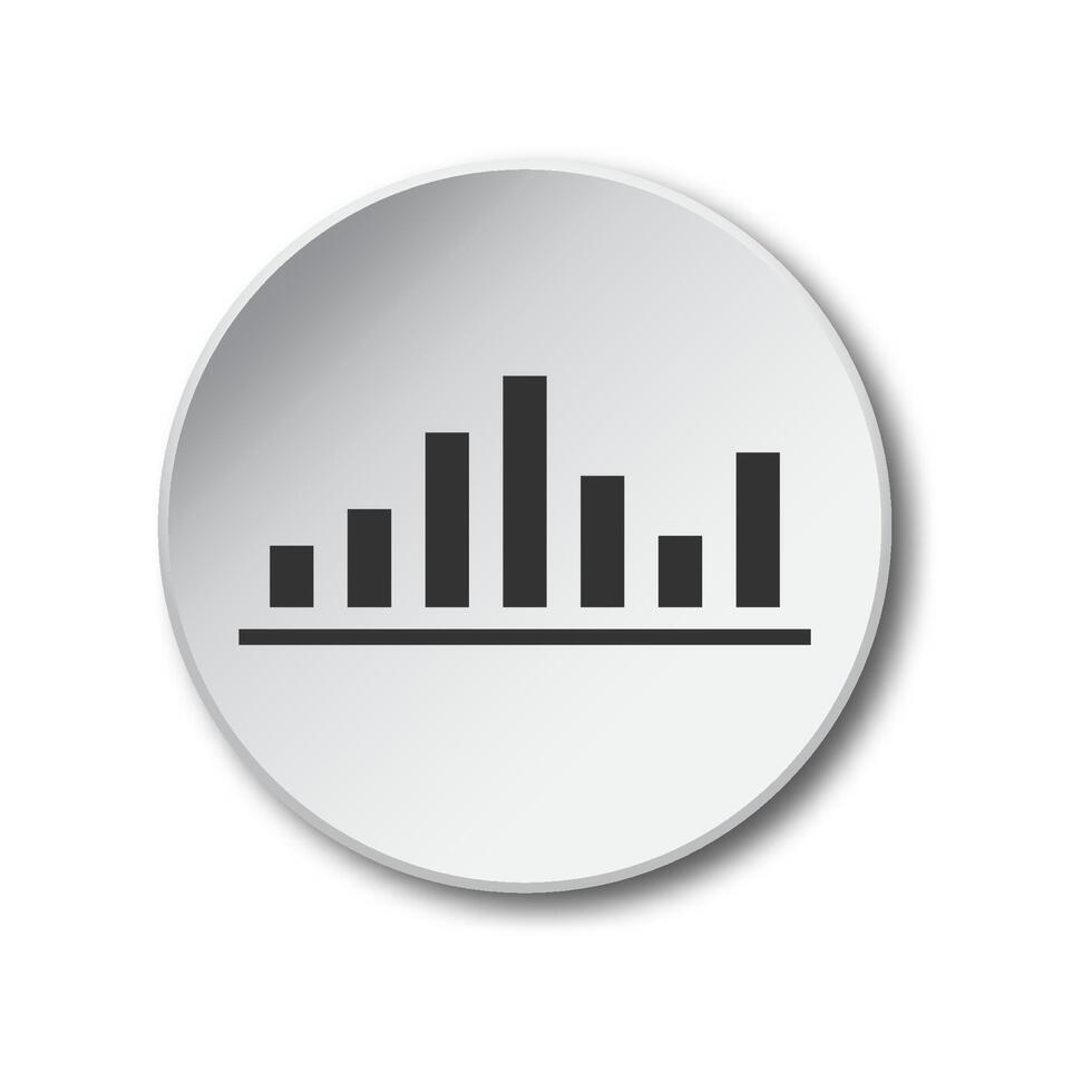 Diagramm Symbol auf ein runden Taste mit Schatten. Vektor Illustration.