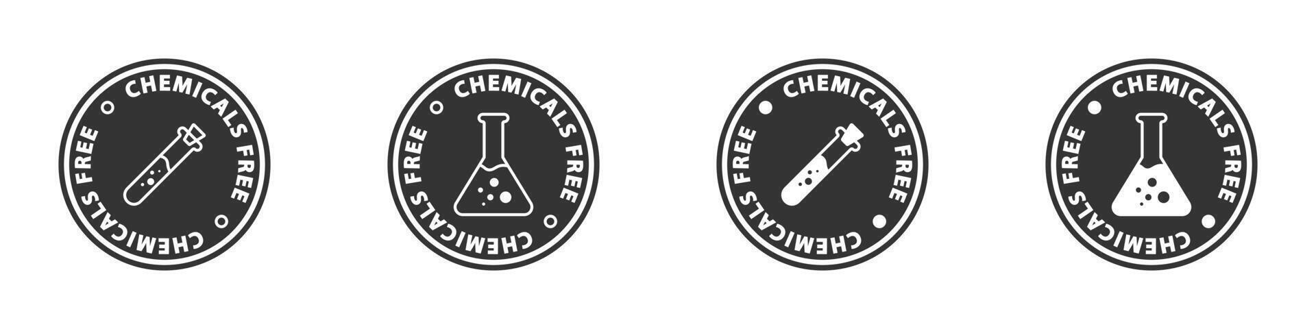 Chemikalien kostenlos schwarz Symbole. eben Vektor Illustration.