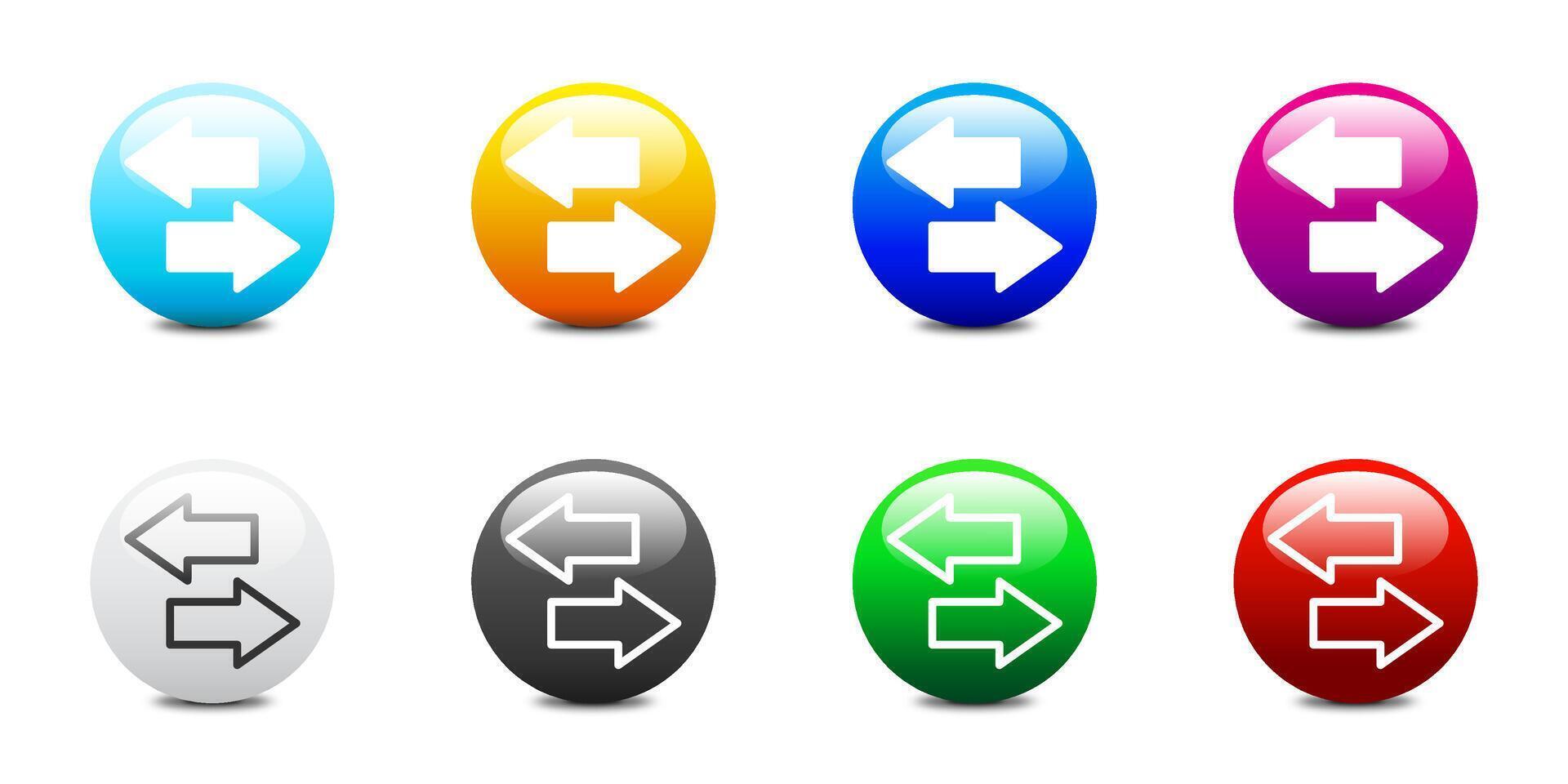 uppsättning av färgrik runda överföra ikoner med skuggor. byta ikon. vektor illustration.