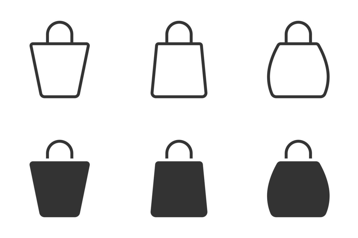 Einkaufen Tasche Symbol Satz. Vektor Illustration.