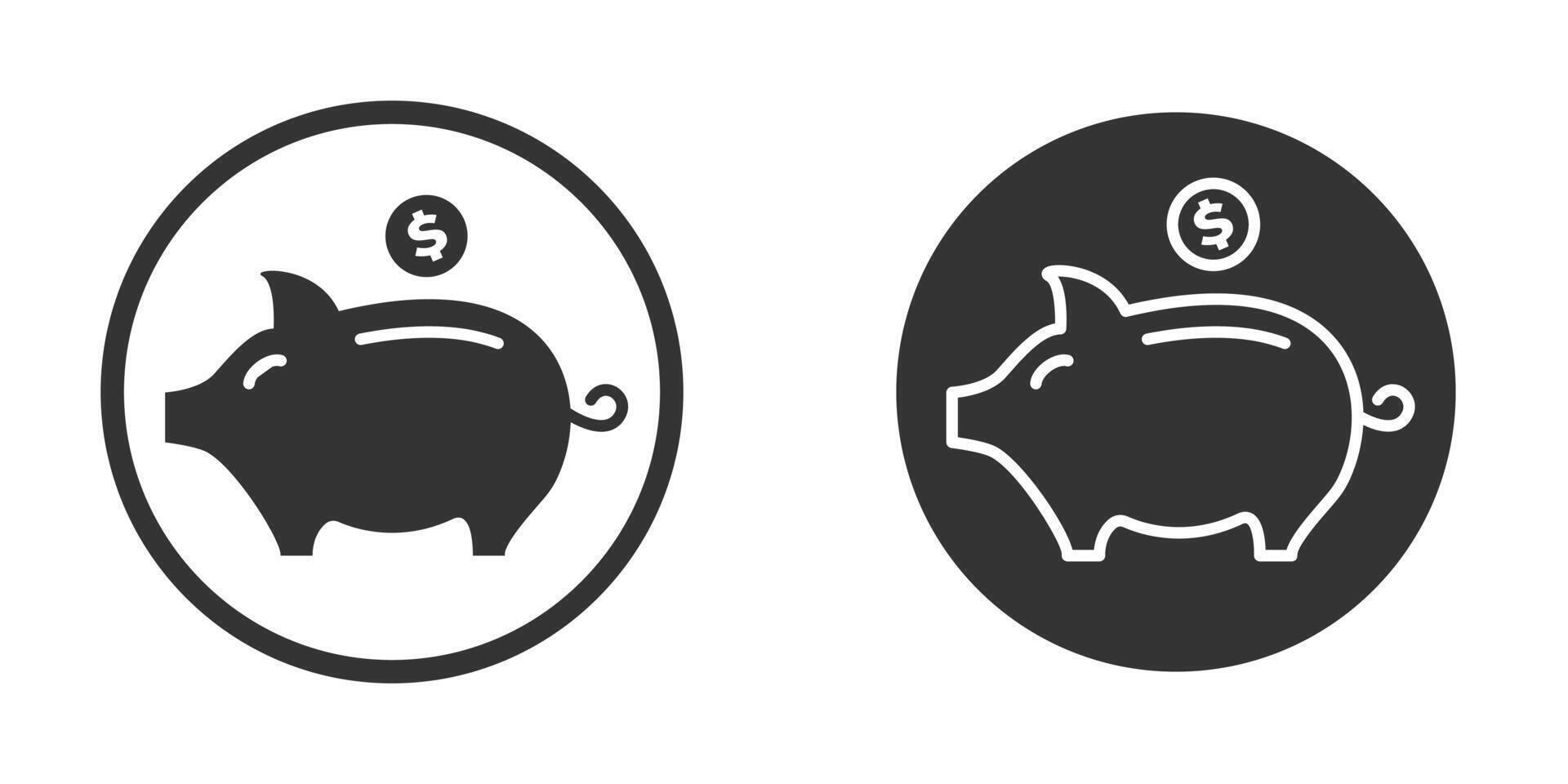 Schweinchen Bank Symbol. Vektor Illustration.