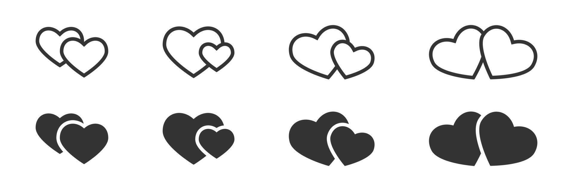 två hjärtan ikoner. vektor illustration.