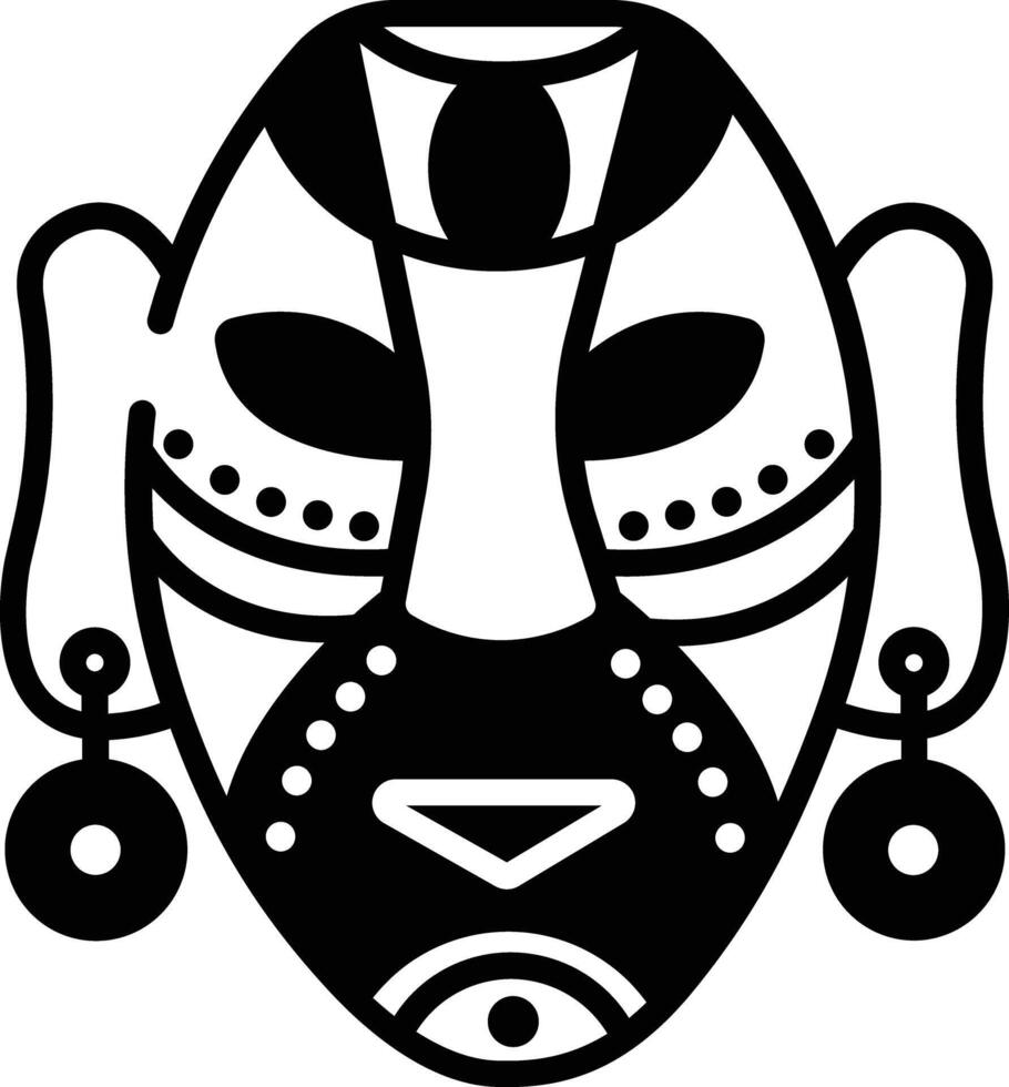 afrikanisch Maske Glyphe und Linie Vektor Illustration