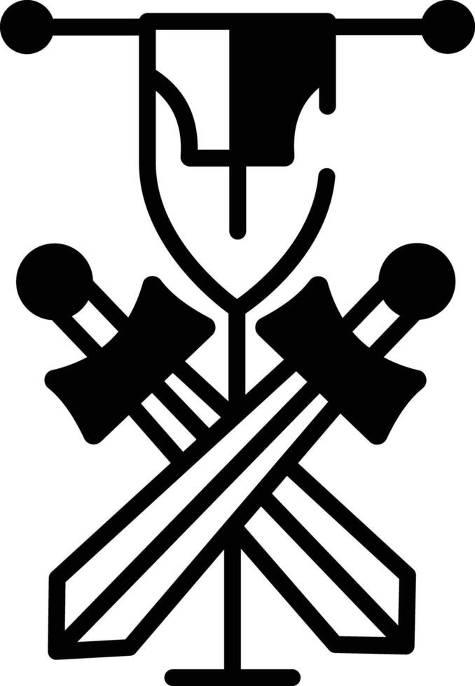 Schwert und Flagge Glyphe und Linie Vektor Illustration