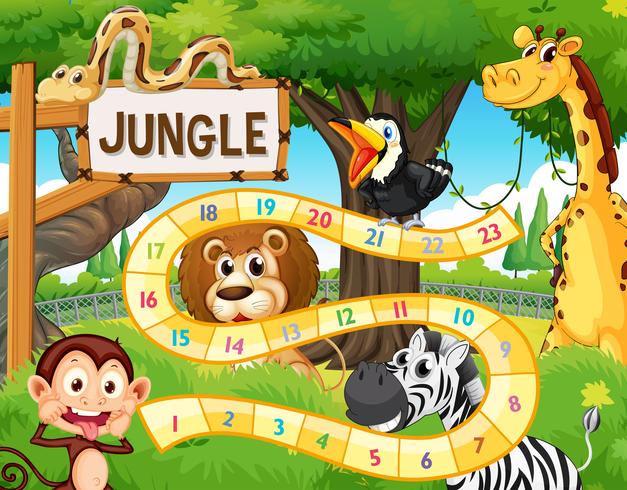 Jungle Animal brädspel mall vektor