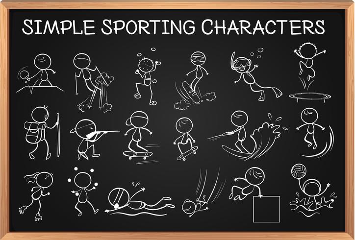 Einfache sportliche Charaktere auf Tafel vektor
