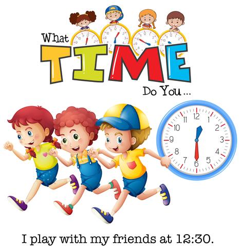 Kinder spielen um 13:30 Uhr vektor