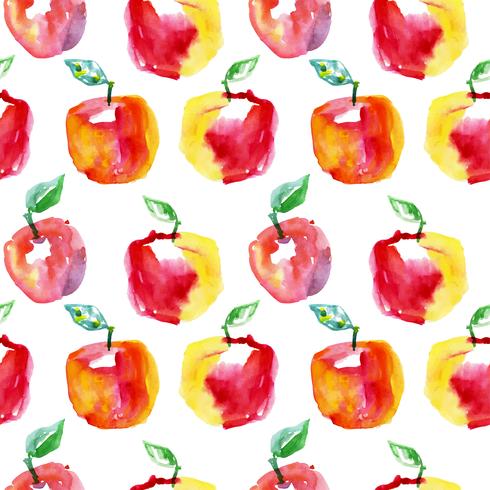 Akvarell sömlös mönster med röda äpplen. Handritad design. vektor