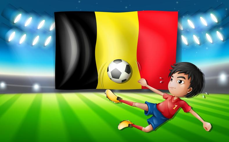 Belgien fotbollsspelare sparkar en boll vektor